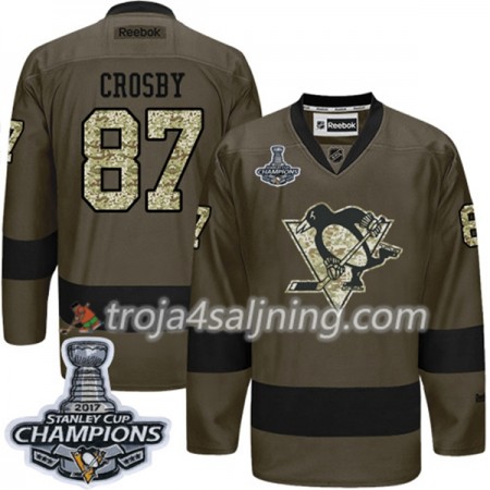 Pittsburgh Penguins tröja Sidney Crosby 87 Adidas 2017-2018 Camo Grön 2017 Stanley Cup Champions Authentic - NHL Tröjor Herr